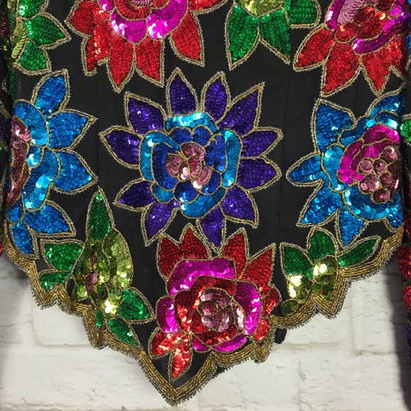 Laurence Kazar Vintage Sequin Rainbow Cocktail Top - Picture 4 of 8